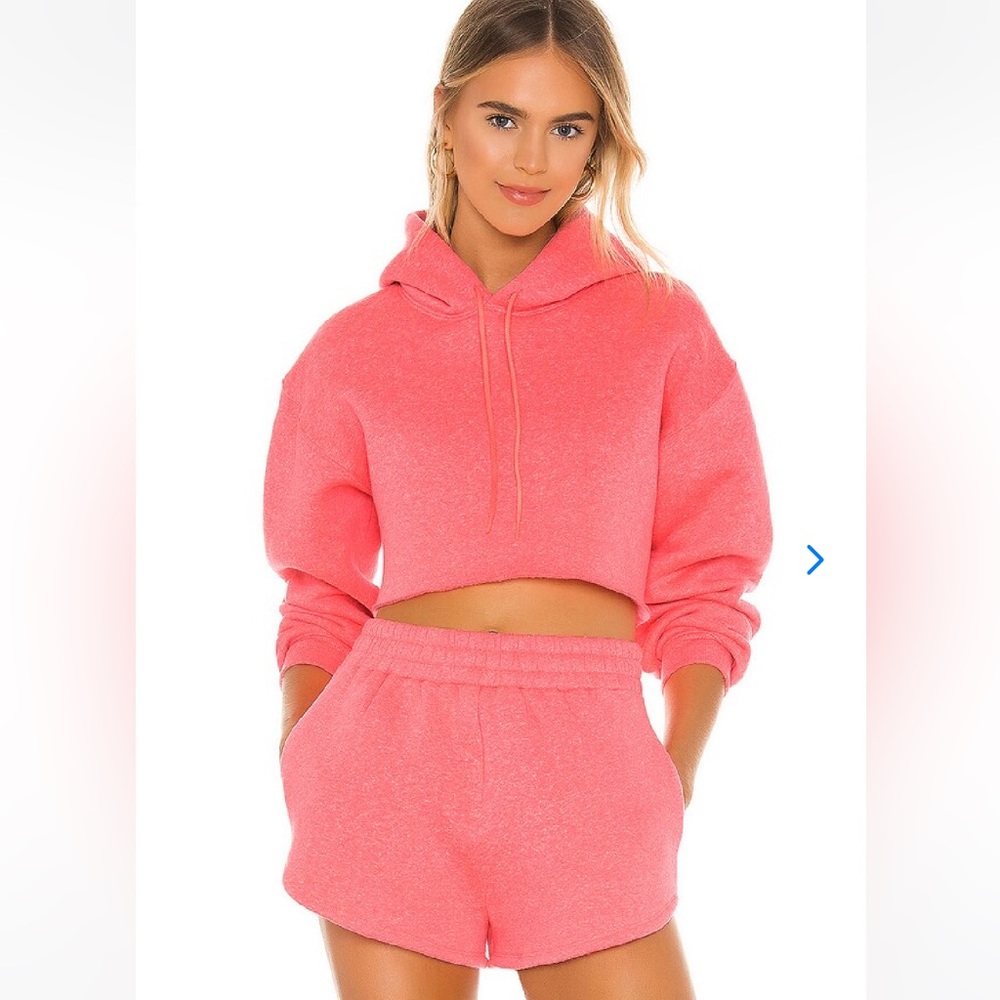 Lovers + Friends Coral Pink Cropped Hoodie